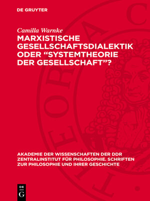 cover image of Marxistische Gesellschaftsdialektik oder „Systemtheorie der Gesellschaft"?